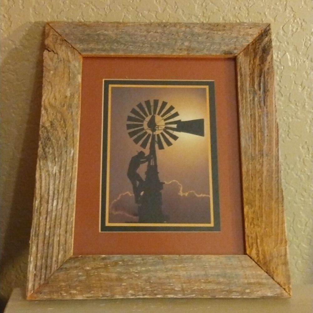 Western Cowboy Windmill Wooden Picture Frame Home Decor Accents